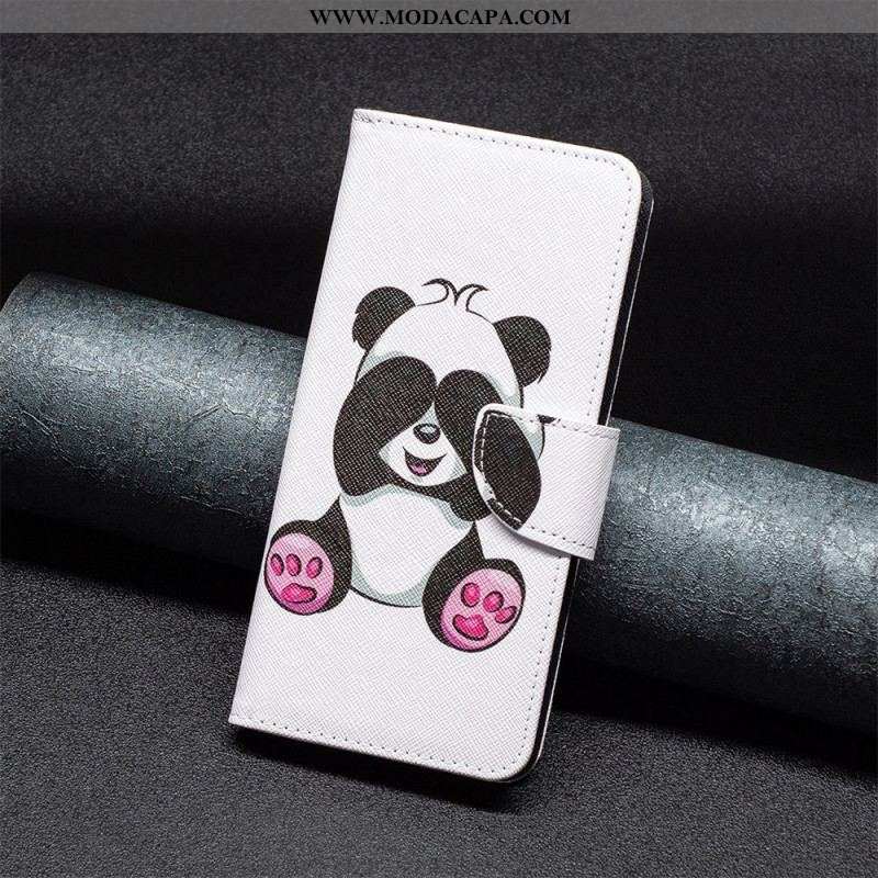 Capa Folio Para iPhone 14 Plus Panda Divertido