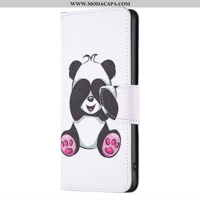 Capa Folio Para iPhone 14 Plus Panda Divertido