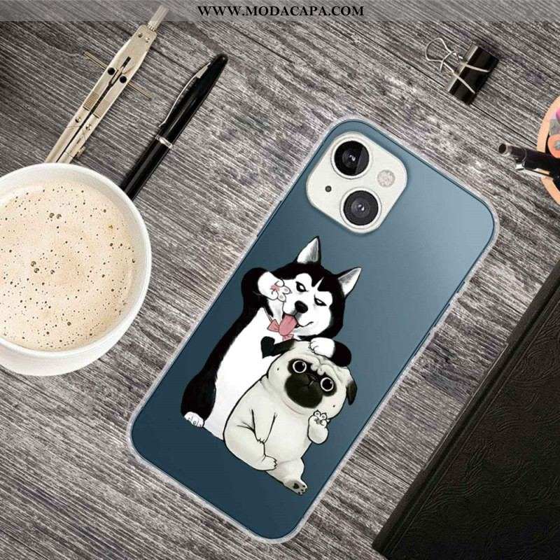 Capa Para iPhone 14 Plus Cachorros Divertidos