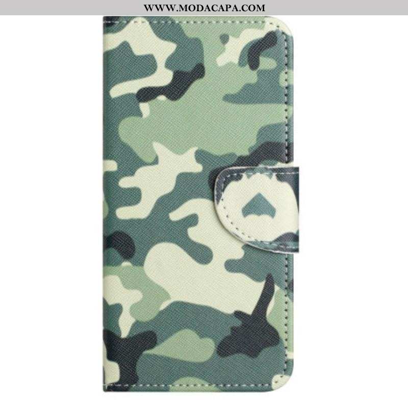 Capa Folio Para iPhone 14 Plus Camuflagem Militar