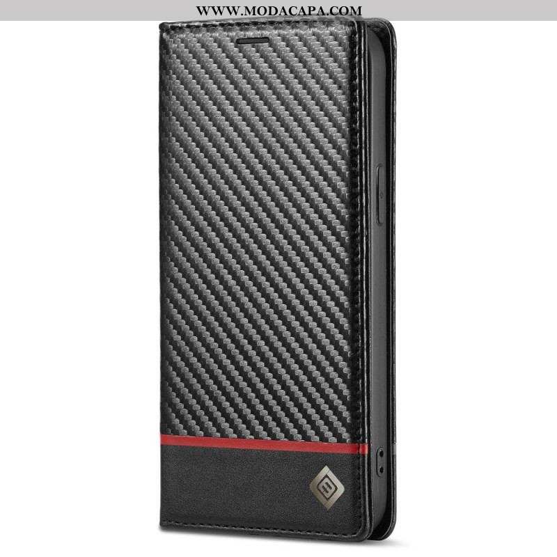 Capa De Celular Para iPhone 14 Plus Flip Fibra De Carbono