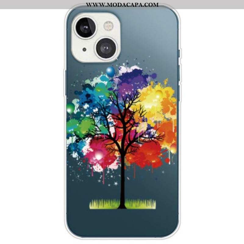 Capa De Celular Para iPhone 14 Plus Árvore Aquarela Perfeita