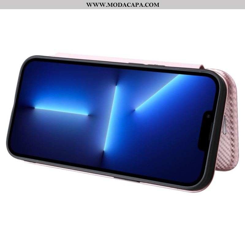 Capa De Celular Para iPhone 14 Plus Flip Fibra De Carbono