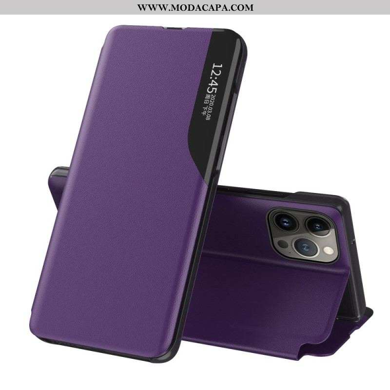 Capa De Celular Para iPhone 14 Pro Max Couro Sintético Texturizado