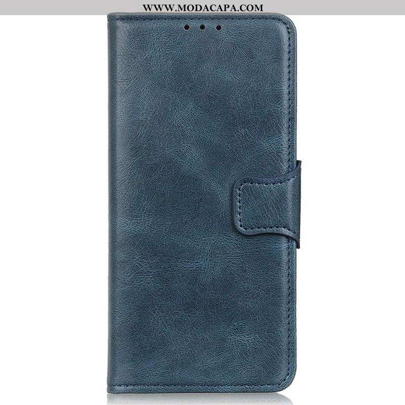 Capa Folio Para iPhone 14 Pro Max Fecho De Couro Estilo Reversível