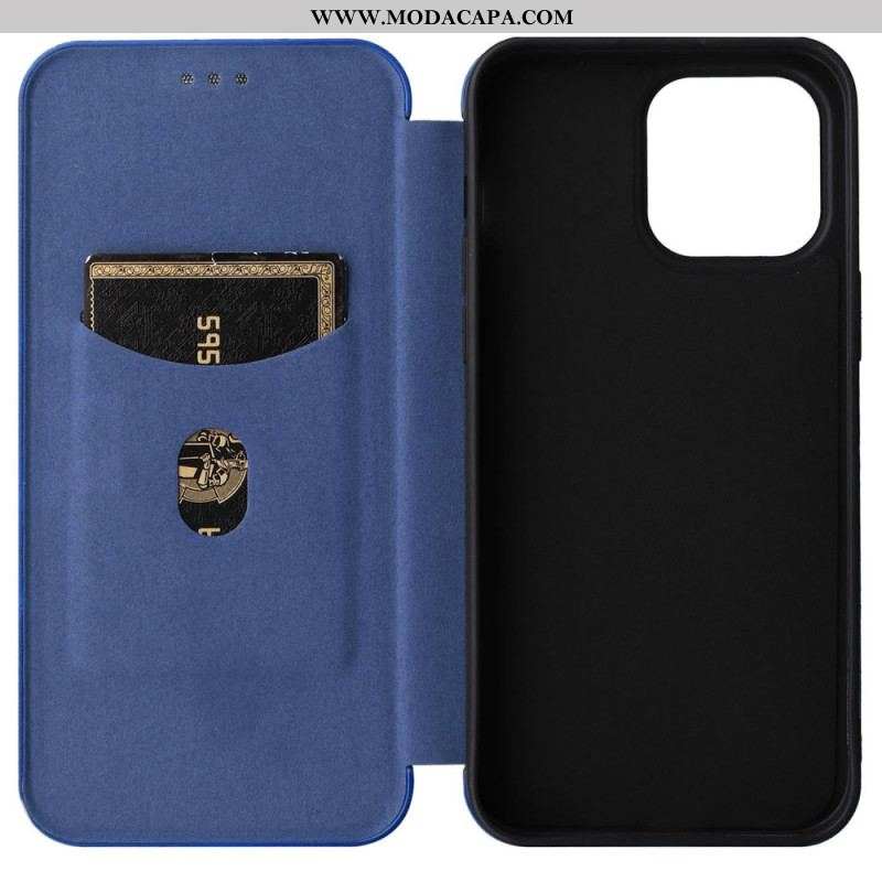 Capa De Celular Para iPhone 14 Pro Max Flip Fibra De Carbono