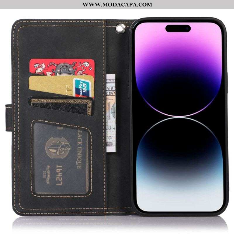 Capa De Celular Para iPhone 14 Pro Max Flip Bolso Frontal Espelhado