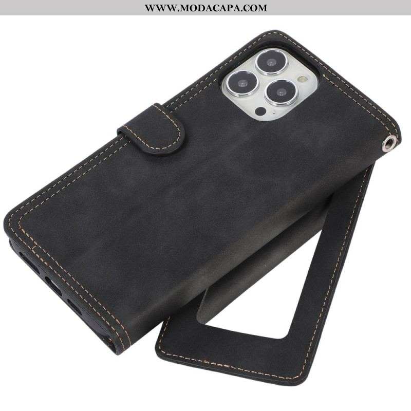 Capa De Celular Para iPhone 14 Pro Max Flip Bolso Frontal Espelhado