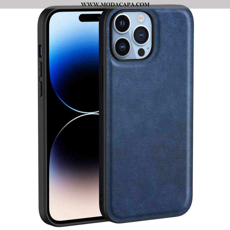 Capa Para iPhone 14 Pro Max Couro Sintético Retrô