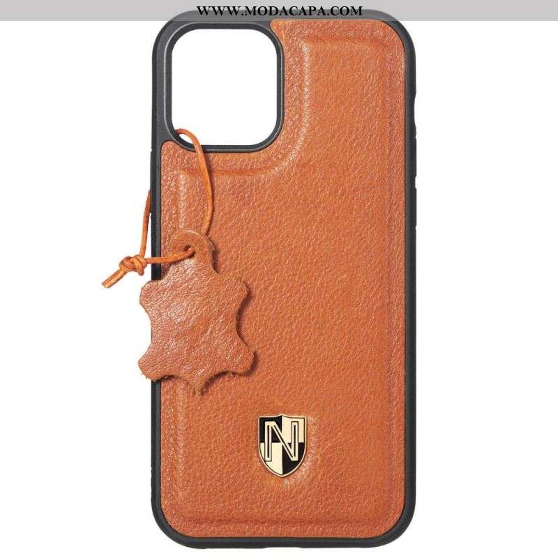 Capa Para iPhone 14 Pro Couro Genuíno Caseneo