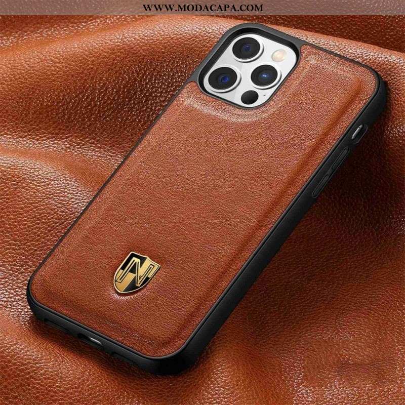 Capa Para iPhone 14 Pro Couro Genuíno Caseneo