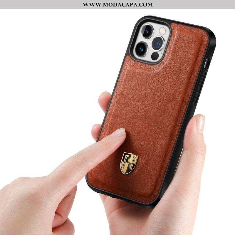 Capa Para iPhone 14 Pro Couro Genuíno Caseneo