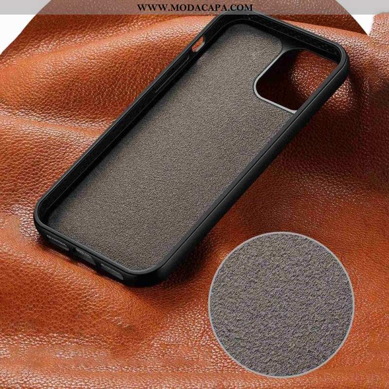 Capa Para iPhone 14 Pro Couro Genuíno Caseneo