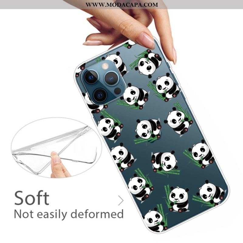 Capa Para iPhone 14 Pro Pequenos Pandas Transparentes