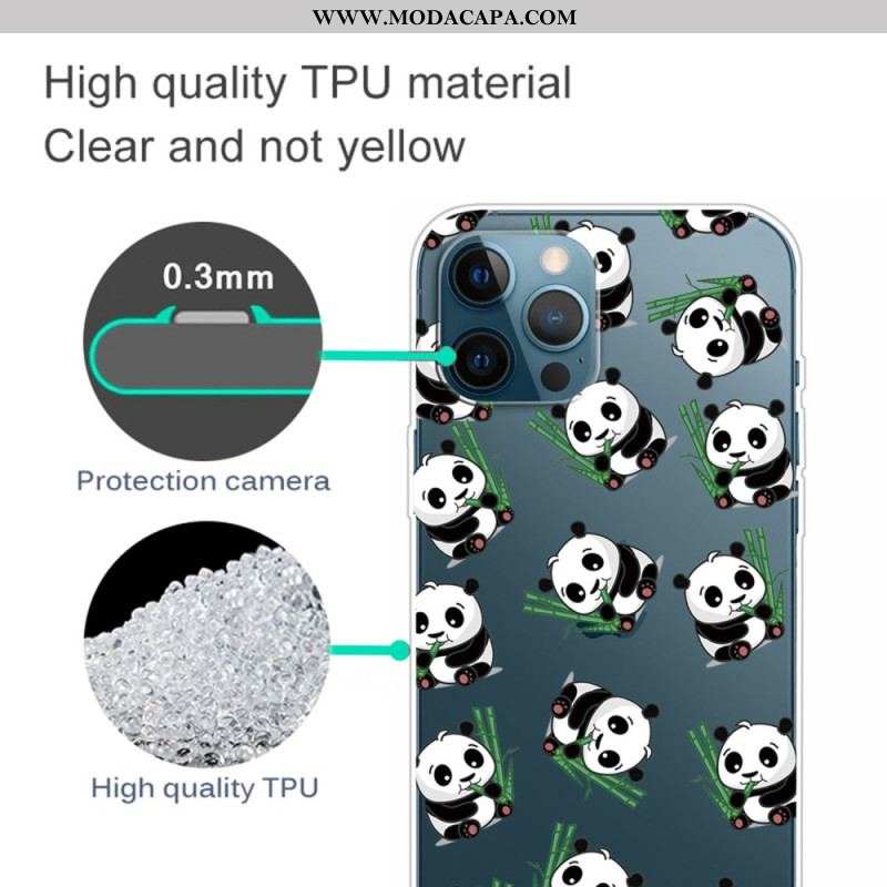 Capa Para iPhone 14 Pro Pequenos Pandas Transparentes