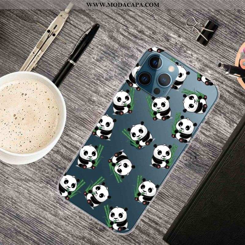 Capa Para iPhone 14 Pro Pequenos Pandas Transparentes