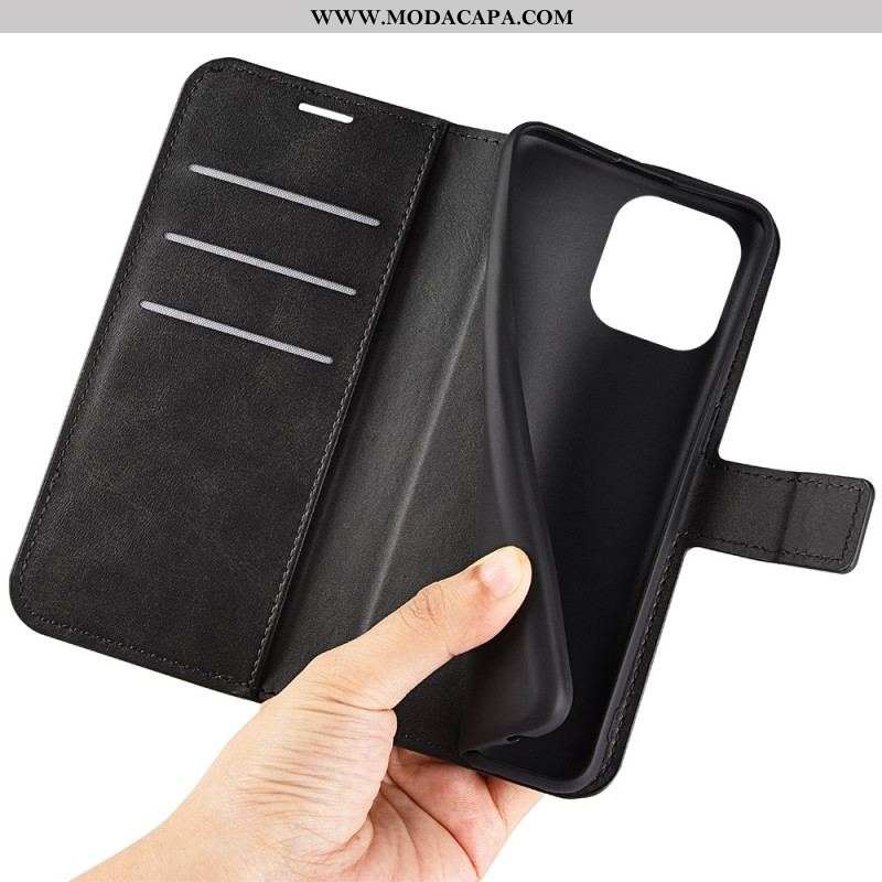 Capa Flip Para iPhone 14 Pro Costuras Finas