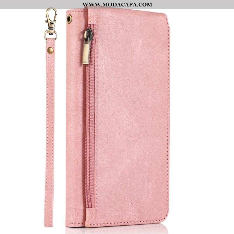 Capa Flip Para iPhone 14 Pro Com Bolsa De Zíper