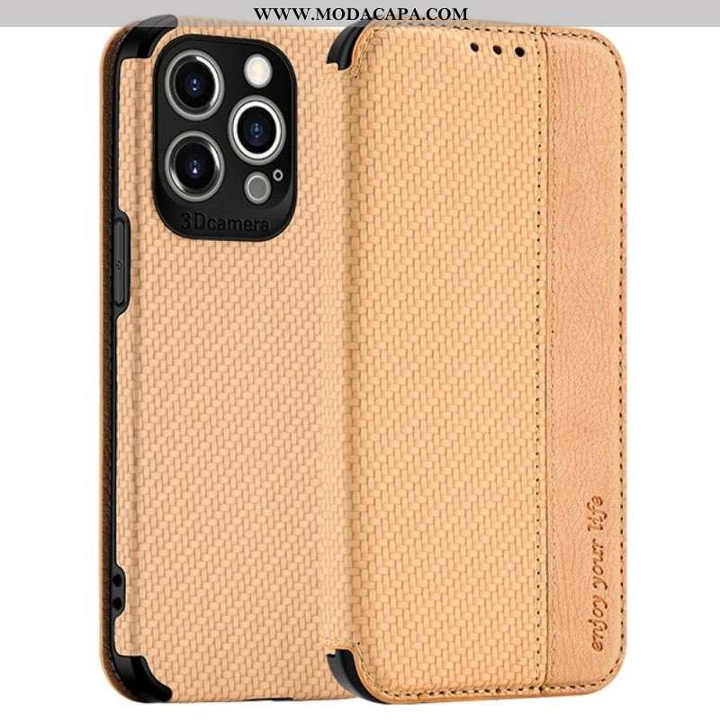 Capa De Celular Para iPhone 14 Pro Flip Fecho De Ventosa De Fibra De Carbono