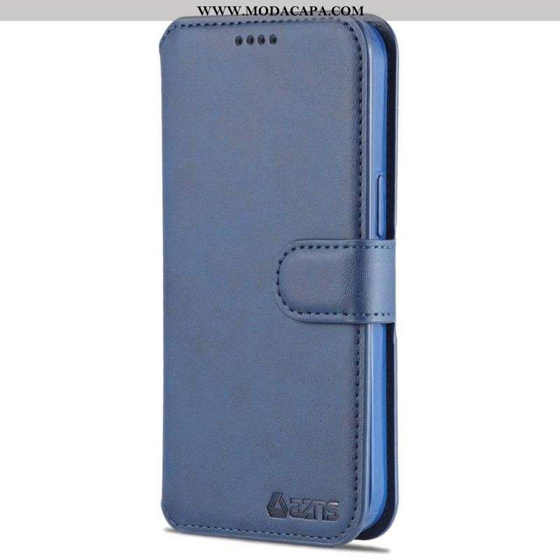 Capa De Couro Para iPhone 14 Pro Couro Sintético Azns