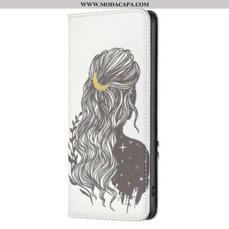 Capa De Celular Para iPhone 14 Pro Flip Cabelo Bonito