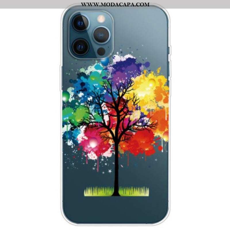 Capa Para iPhone 14 Pro Árvore Aquarela Perfeita