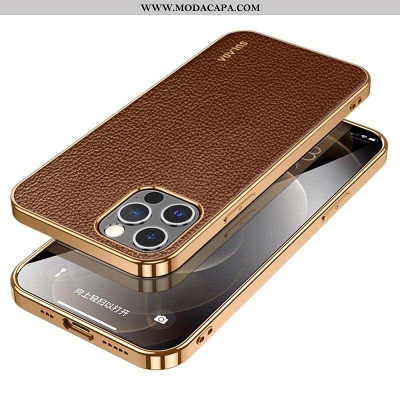 Capa Para iPhone 14 Pro Estilo Couro Sulada