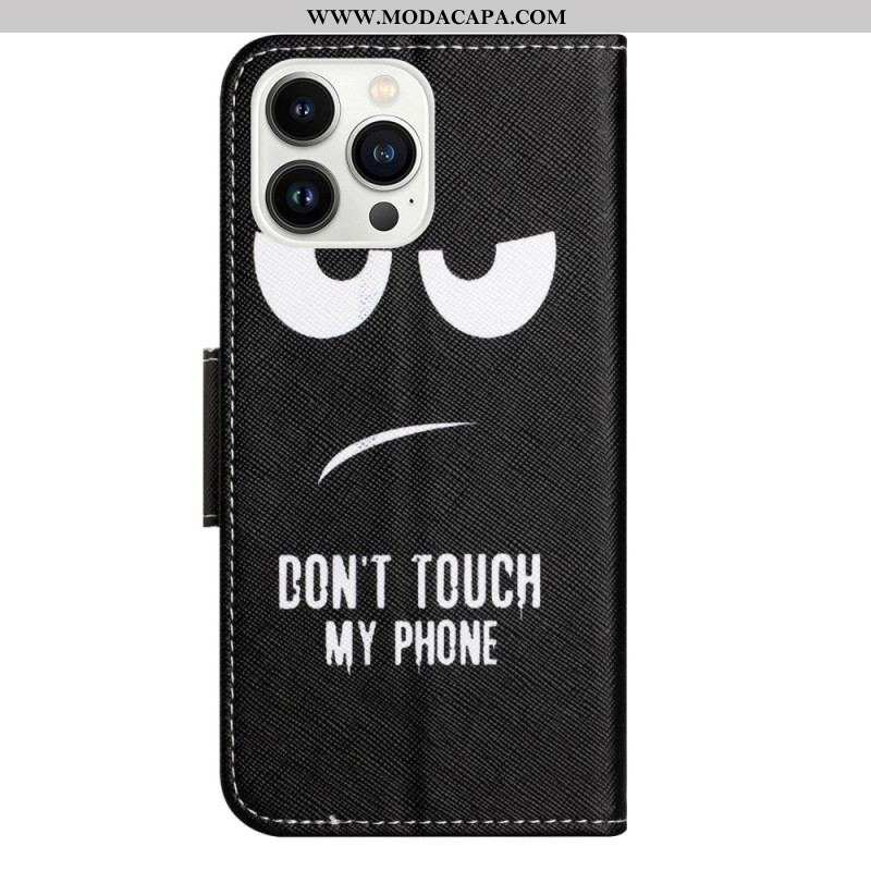 Capa De Couro Para iPhone 14 Pro Não Toque No Meu Telefone