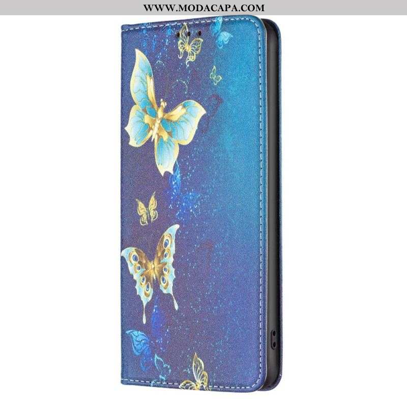 Capa De Celular Para iPhone 14 Pro Flip Borboletas