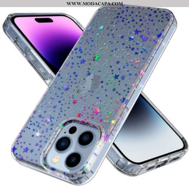 Capa De Celular Para iPhone 14 Pro Estrelas Transparentes