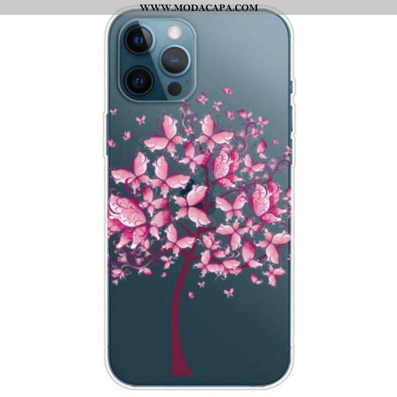 Capa Para iPhone 14 Pro Árvore Rosa