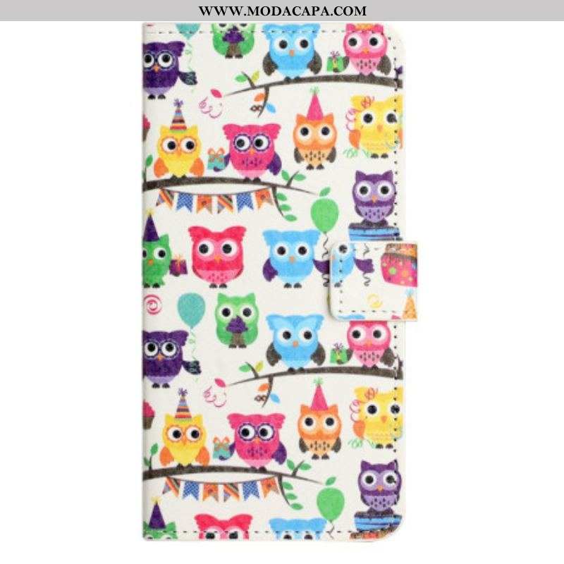 Capa Flip Para iPhone 14 Pro Gangue Coruja