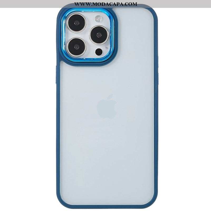 Capa Para iPhone 14 Pro Bordas Coloridas Transparentes