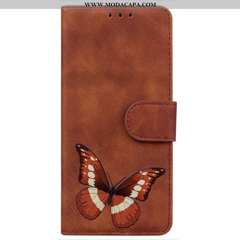 Capa Folio Para iPhone 14 Pro Elegância Borboleta