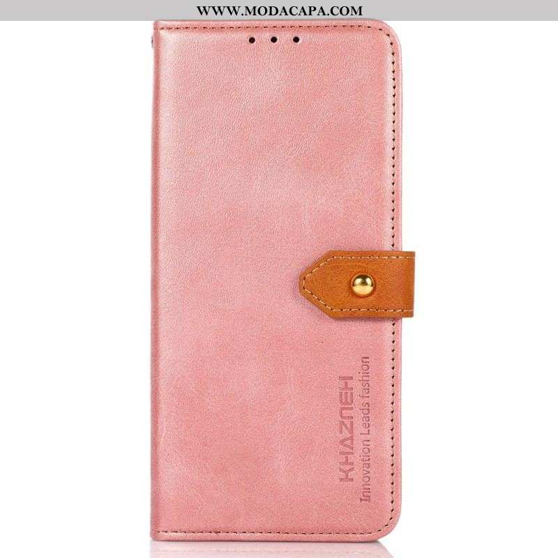 Capa Flip Para iPhone 14 Pro Fecho Dourado Bicolor Khazneh