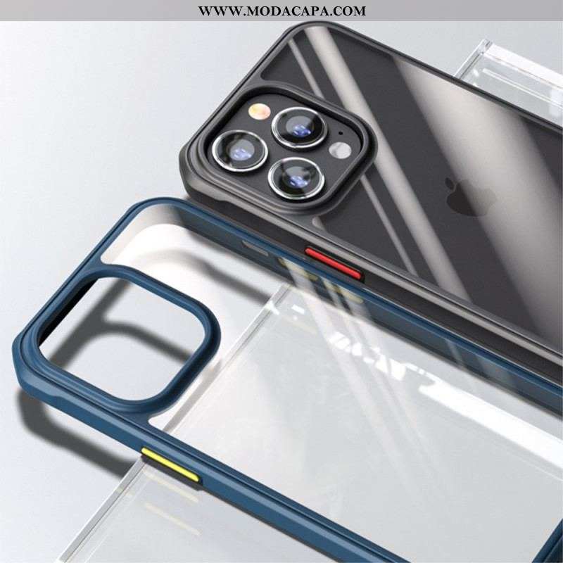 Capa Para iPhone 14 Pro Botões Coloridos Híbridos