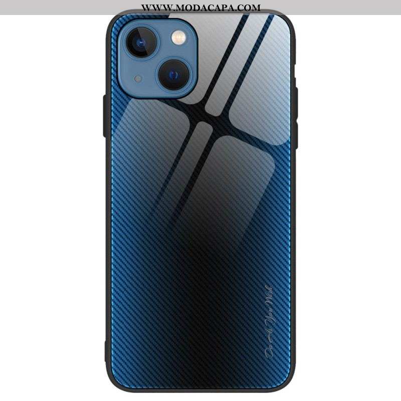 Capa Para iPhone 15 Plus Vidro Temperado De Fibra De Carbono