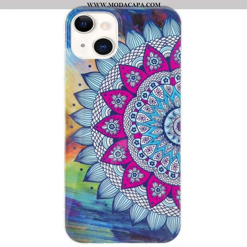 Capa Para iPhone 15 Plus Mandala Fluorescente