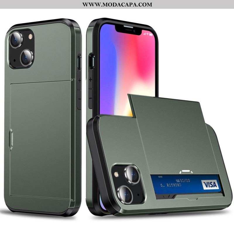 Capa De Celular Para iPhone 15 Plus Porta-cartões Com Efeito Metálico Integrado