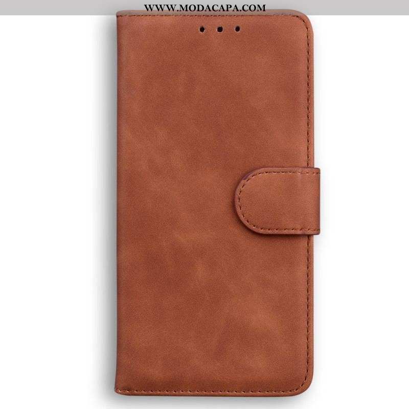 Capa Folio Para iPhone 15 Plus Estilo Couro Macio