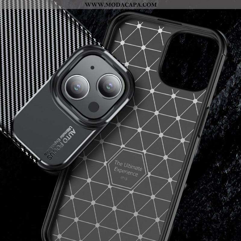 Capa Para iPhone 15 Plus Fibra De Textura De Carbono