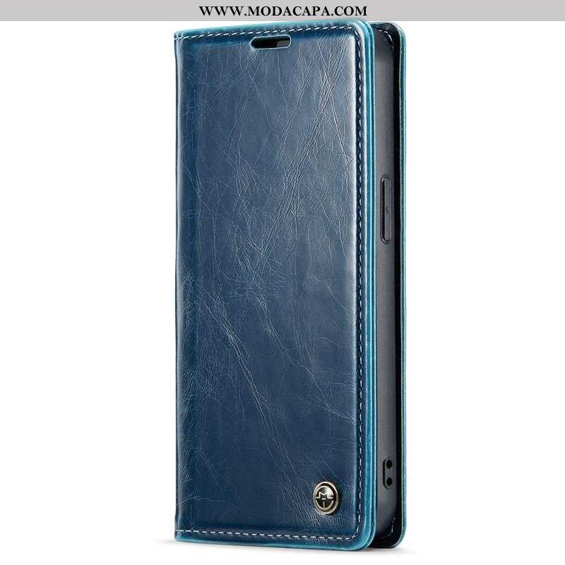 Capa De Celular Para iPhone 15 Plus Flip Imitação De Couro Encerado Caseme