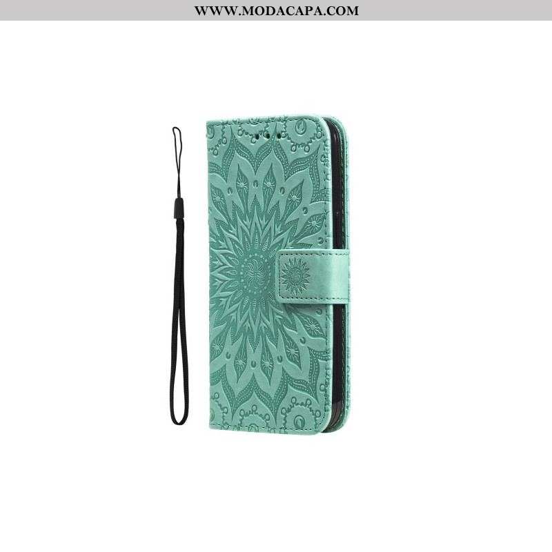 Capa Flip Para iPhone 15 Plus Mandala Sol