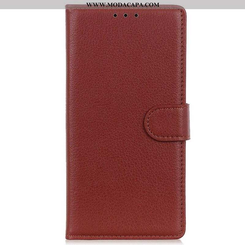 Capa Flip Para iPhone 15 Plus Couro Sintético Tradicional