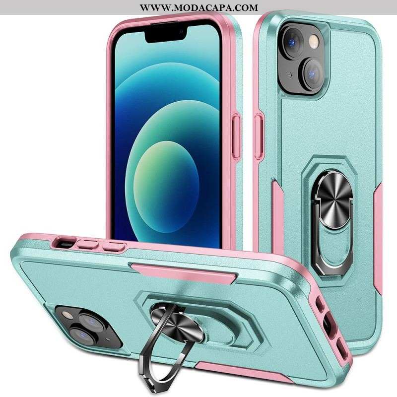 Capa Para iPhone 15 Plus Anel De Suporte De Dois Tons