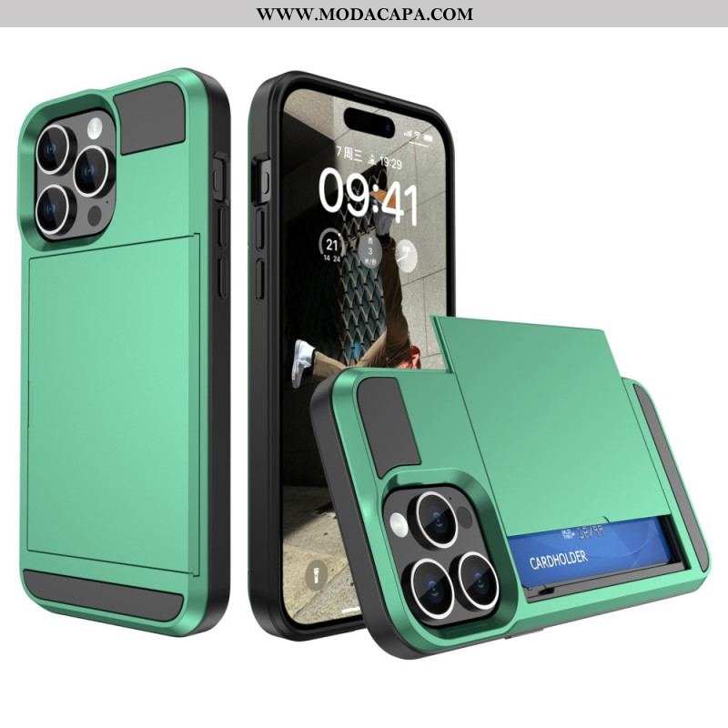 Capa Para iPhone 15 Plus Porta-cartões Com Zíper