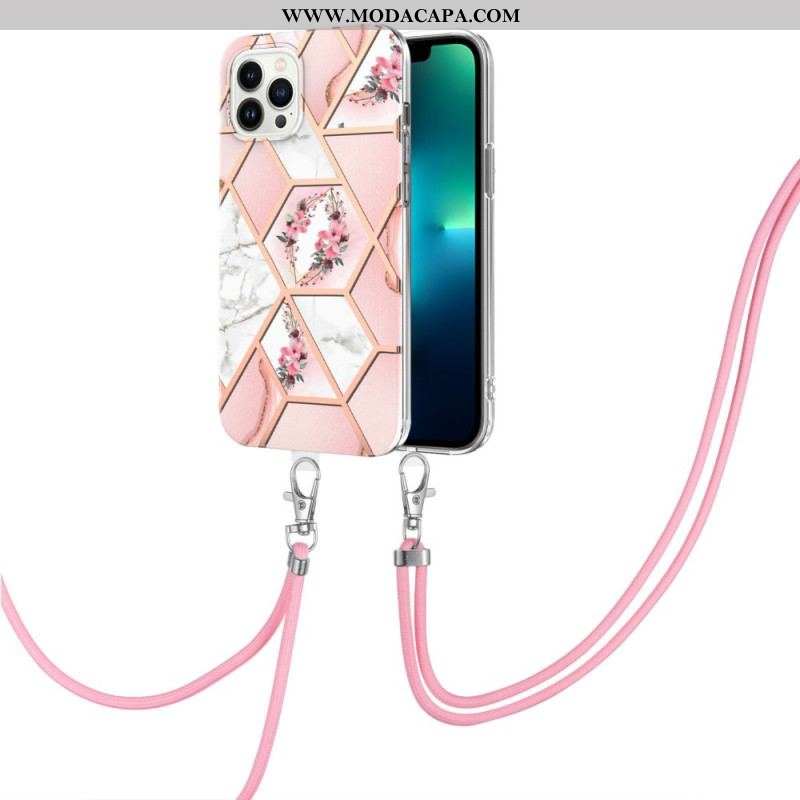Capa Para iPhone 15 Pro Max De celular Com Cordão Floral