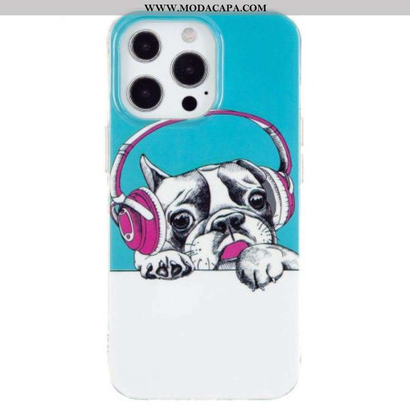 Capa De Celular Para iPhone 15 Pro Max Cachorro Fluorescente