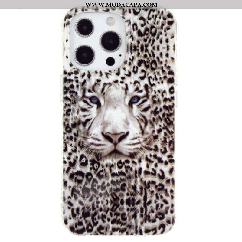 Capa Para iPhone 15 Pro Leopardo Fluorescente