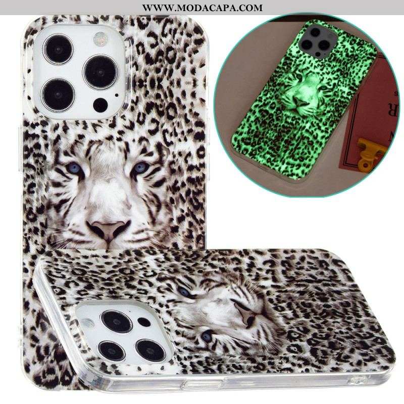 Capa Para iPhone 15 Pro Leopardo Fluorescente